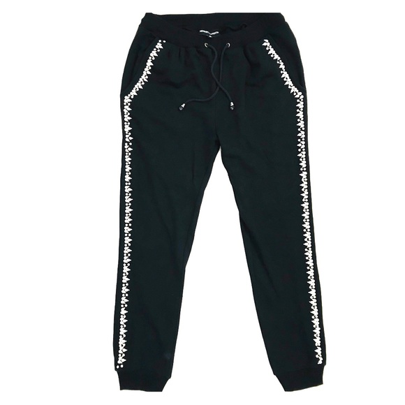 HEMANT & NANDITA Pants - HEMANT & NANDITA BLACK BLING CRYSTAL JOGGERS PANTS